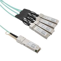 Active Optical Cable Breakout QSFP28 100Gbps to 4x28G SFP28, 1 meter, MSA Compatible的图片