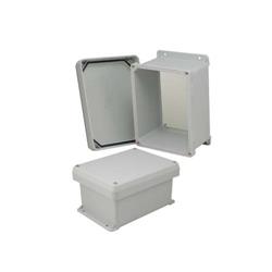 8×6×4英寸（20.3×15.2×10.2厘米）UL®认证NEMA-4X级防风雨接线盒，带非金属安装板和角部固定螺丝的图片