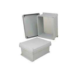 10×8×5英寸（25.4×20.3×12.7厘米）UL®认证NEMA-4X级防风雨接线盒，带非金属安装板和角部固定螺丝的图片