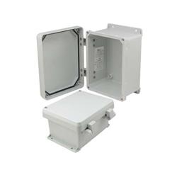 8×6×4英寸（20.3×15.2×10.2厘米）UL®认证工业级NEMA-4X防风雨接线盒，仅接线盒本身，带非金属合页连接结构的图片